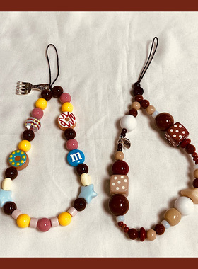 链ins可爱甜甜圈壳挂绳ccd相机挂件手工串珠防丢绳