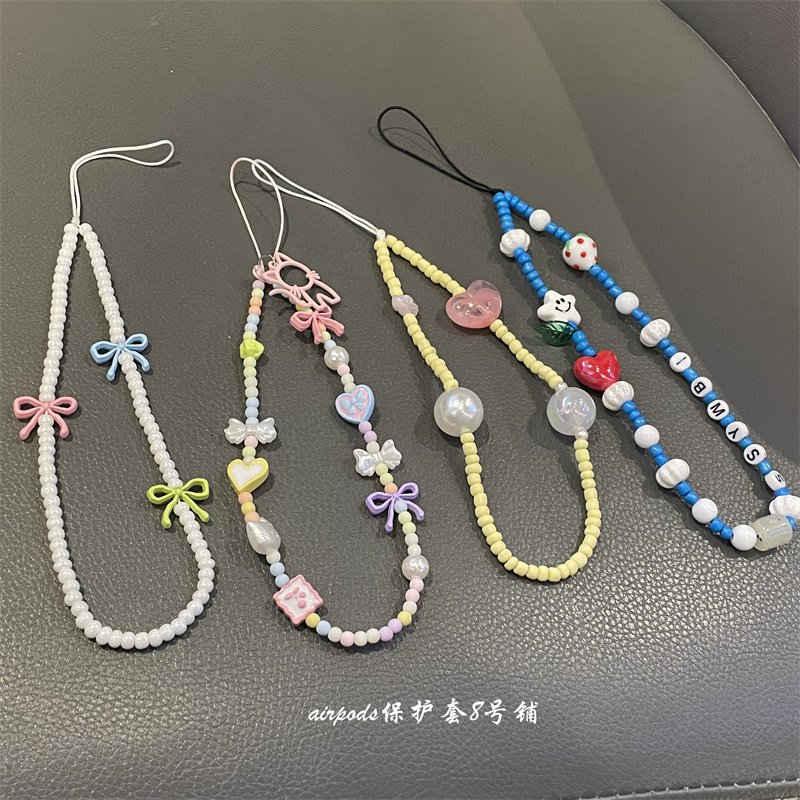韩系ins小众彩色爱心蝴蝶结挂链包包挂坠耳机壳车钥匙挂件