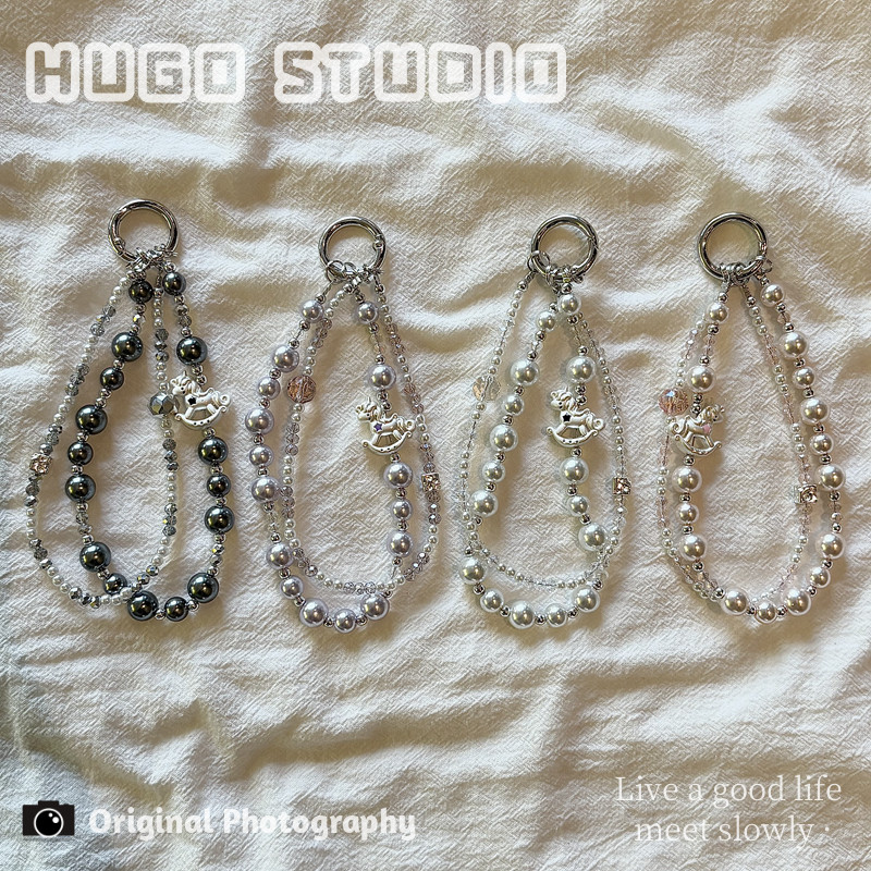 HUGO ins风奢华高级感木马珍珠双层串珠链包包挂件壳挂绳,3C数码配件,手机挂件/手机链,淘宝优惠券,粉丝福利购,淘宝优惠卷