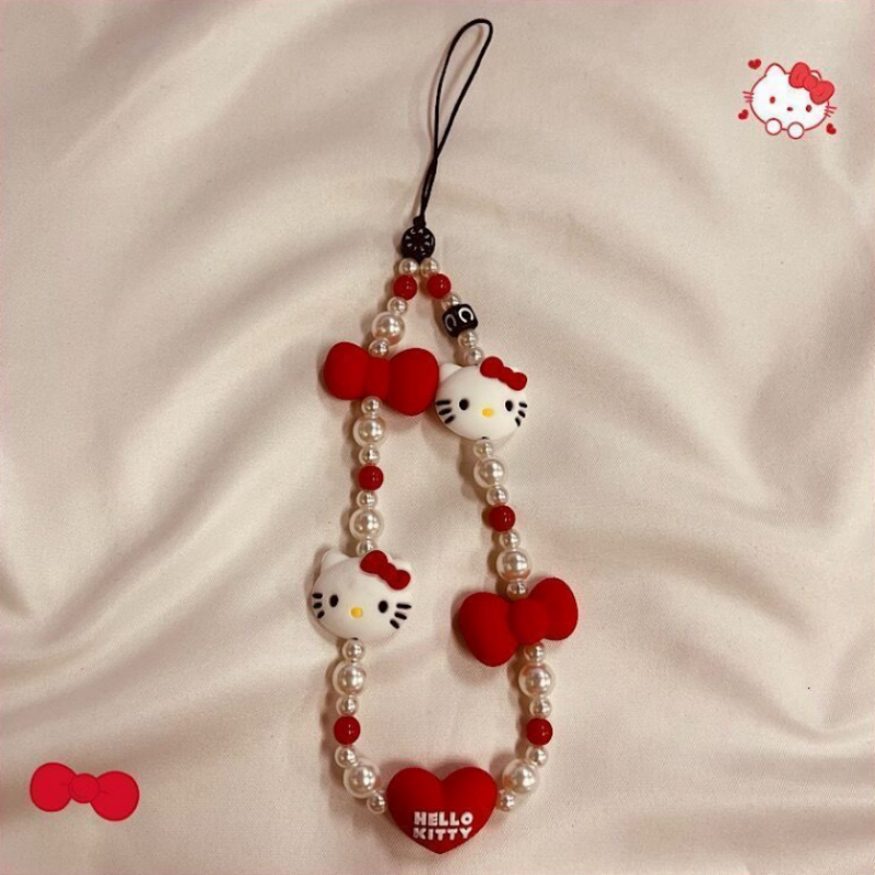 CASE新款KT猫HelloKitty手机链串珠链条饰品挂绳女可爱卡通凯蒂猫