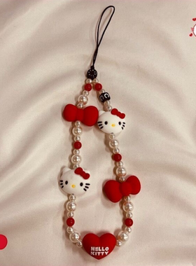 CASE新款KT猫HelloKitty手机链串珠链条饰品挂绳女可爱卡通凯蒂猫