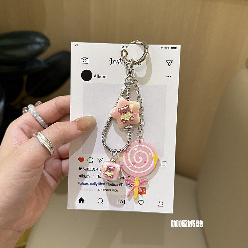韩系ins星星小熊棒棒糖链创意个性小众时髦新款链条趣味饰品