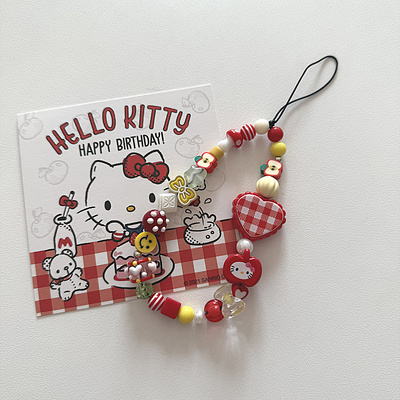 ins韩国少女格子爱心苹果kt猫链ccd相机挂链装饰可爱新款链条