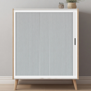 定制柜门遮挡帘免打孔折叠式书柜防尘帘柜子隐形推拉帘简易橱柜帘