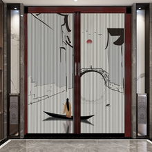 中式推拉门客厅阳台厨房隔断隐形折叠门免打孔蜂巢移门中空可定制