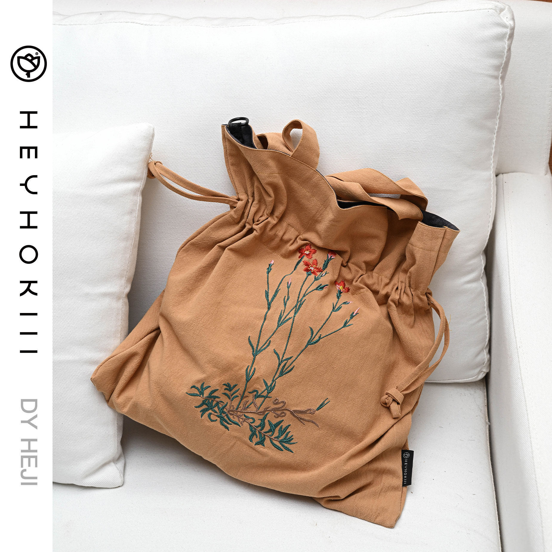 heyhokiii刺绣文艺帆布包原创自制慵懒风单肩包休闲中国风购物袋,箱包皮具/热销女包/男包,时尚帆布包,淘宝优惠券,粉丝福利购,淘宝优惠卷