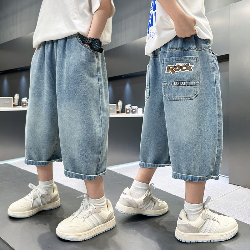男童牛仔短裤夏季薄款儿童七分裤时尚百搭中大童裤子男孩洋气中裤