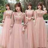 Розовое платье подружки невесты, осеннее бархатное вечернее платье, зимняя длинная юбка, коллекция 2022