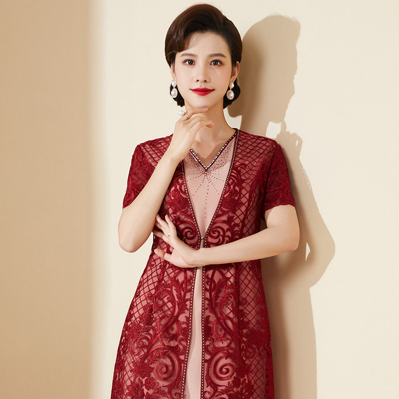 lucre结婚妈妈礼服2023夏季新品喜婆婆婚礼连衣裙高贵喜宴妈妈装