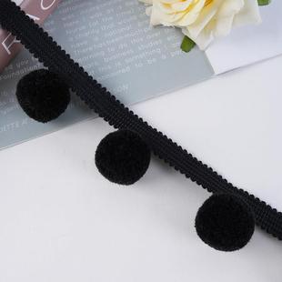 窗帘花边毛球黑色装饰带立边球球花边流苏绒球点缀窗帘装饰边辅料