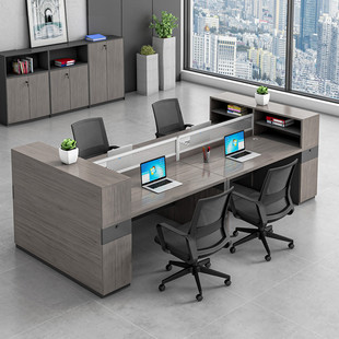 职员屏风桌电脑办公桌椅组合4人位办公桌简约现代6人员工财务 欧式