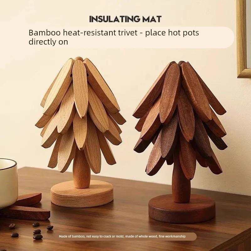 高级感实木杯垫一棵树隔热