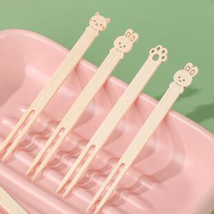 家用竹制签子儿童安全蛋糕 食品级一次性水果叉轻奢高级感独立包装