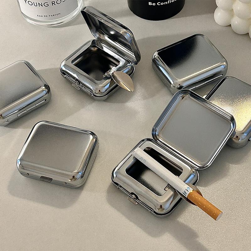 烟灰缸高端大气上档次迷你金属随身便携口袋烟缸女金属车载带盖防
