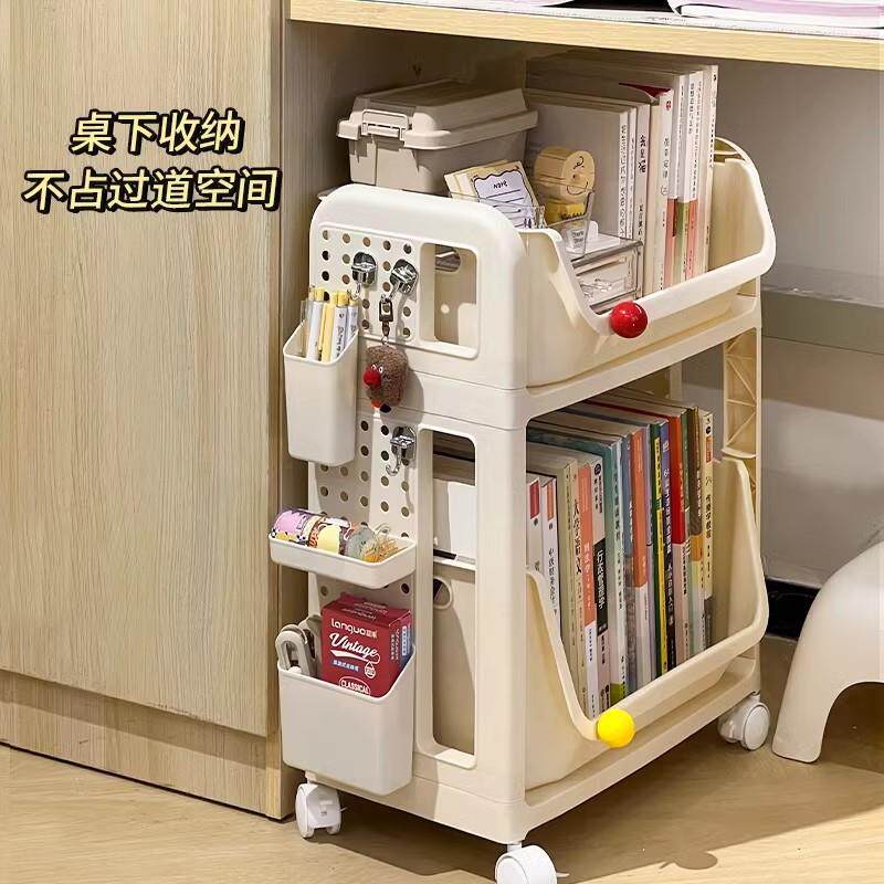 日本桌下可移动书架带轮小