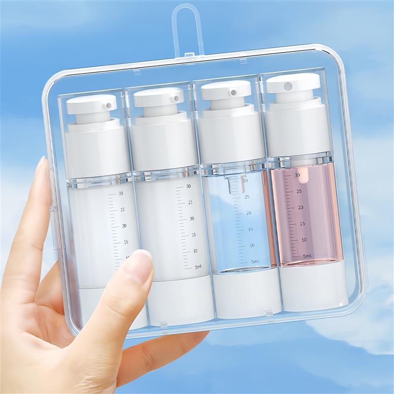 日本真空分装瓶旅行用便携套装化可乳液上按压瓶子带刻度妆品水乳