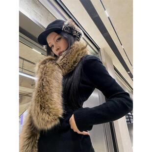 哈尔滨甜酷千禧辣妹风仿狐狸毛长款保暖围巾仿皮草加厚时髦毛毛围