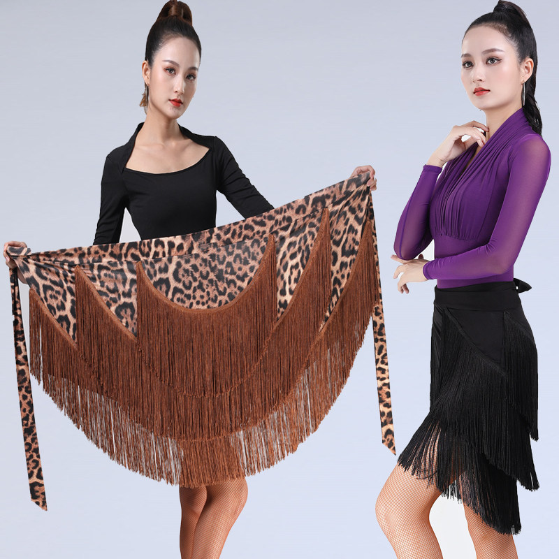 拉丁舞服下装半身裙成人新款连衣裙不规则绑带裙女裤短裙流苏臀巾