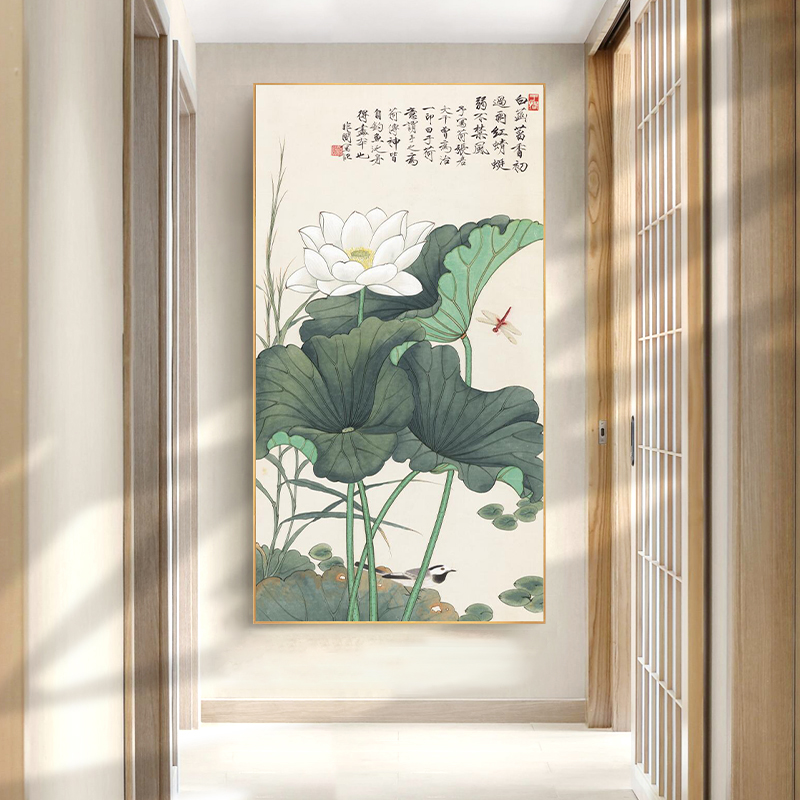 入户玄关装饰画新中式古风简约挂画走廊过道背景墙