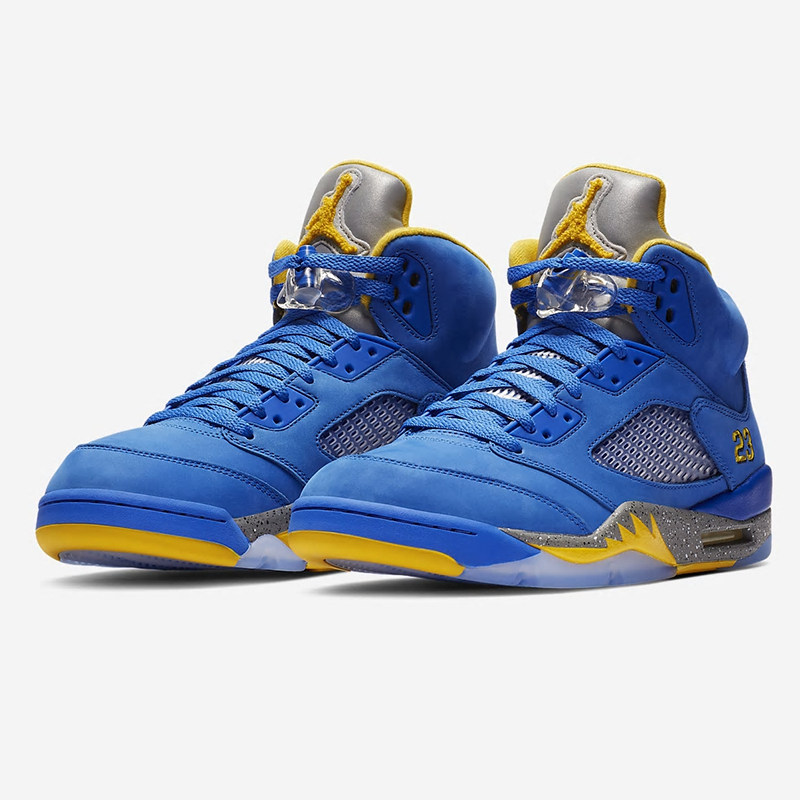 Nike/耐克正品 Air JORDAN 5AJ5兰尼蓝黄麂皮男女篮球鞋CD2720