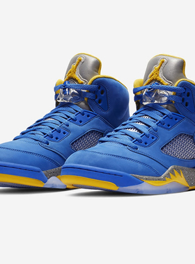 Nike/耐克正品  Air JORDAN 5AJ5兰尼蓝黄麂皮男女篮球鞋CD2720