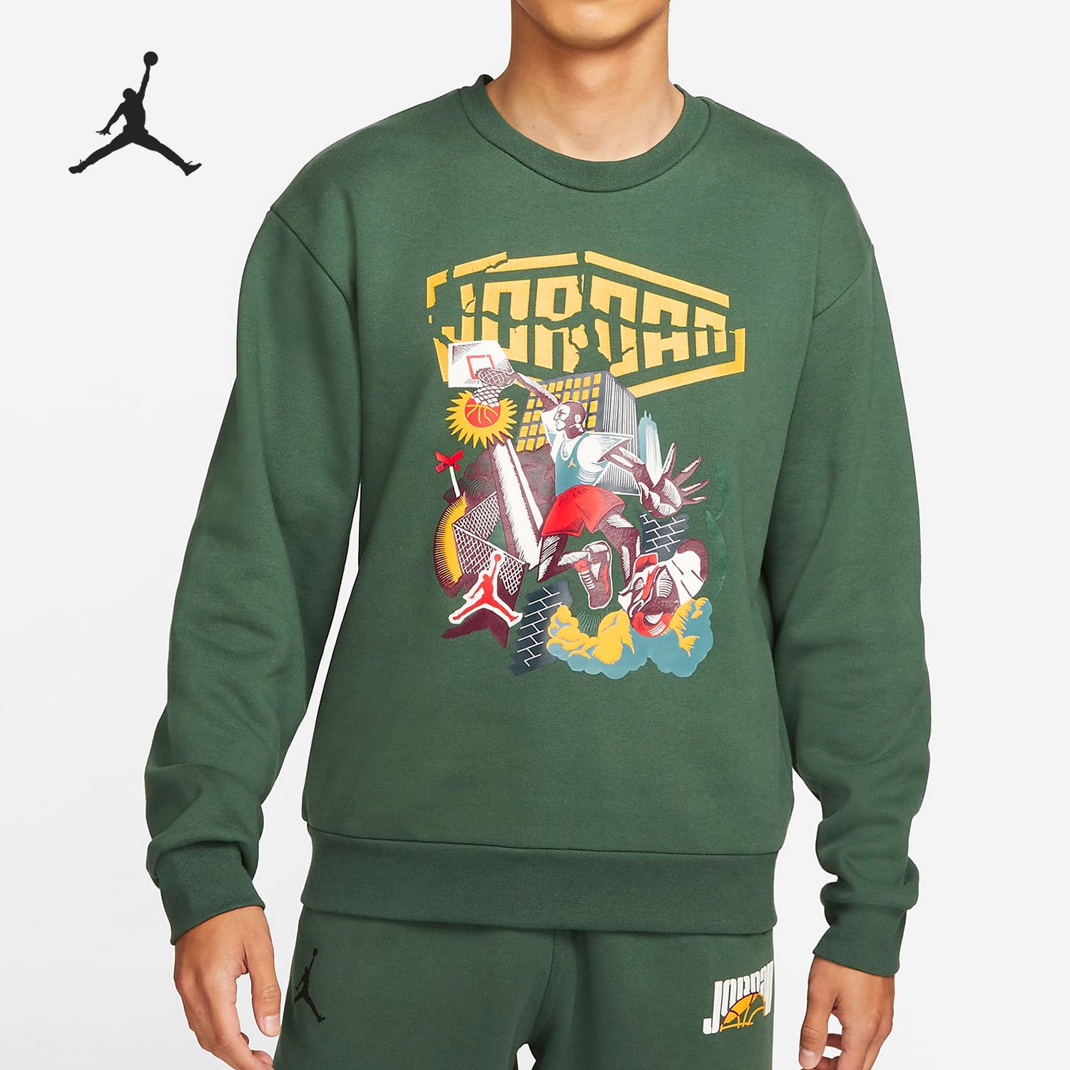 Nike/耐克正品 JORDAN 男子加绒街头篮球印花卫衣 DC9616-333