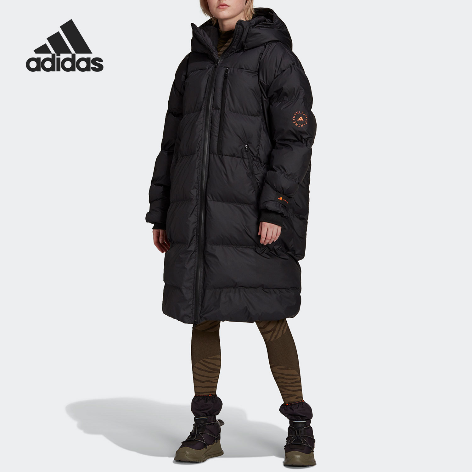 阿迪达斯女中长款棉服