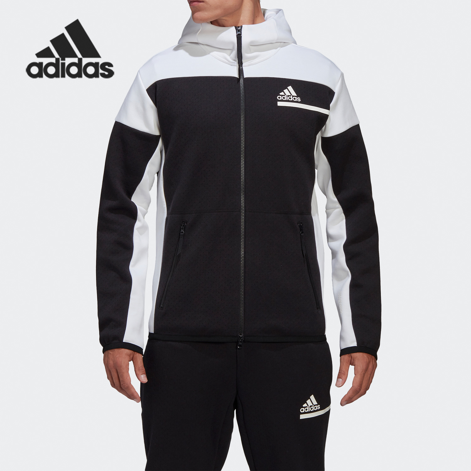 阿迪达斯男子运动连帽夹克外套