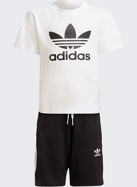 Adidas/阿迪达斯正品三叶草新款小童男女运动短袖套装H25274