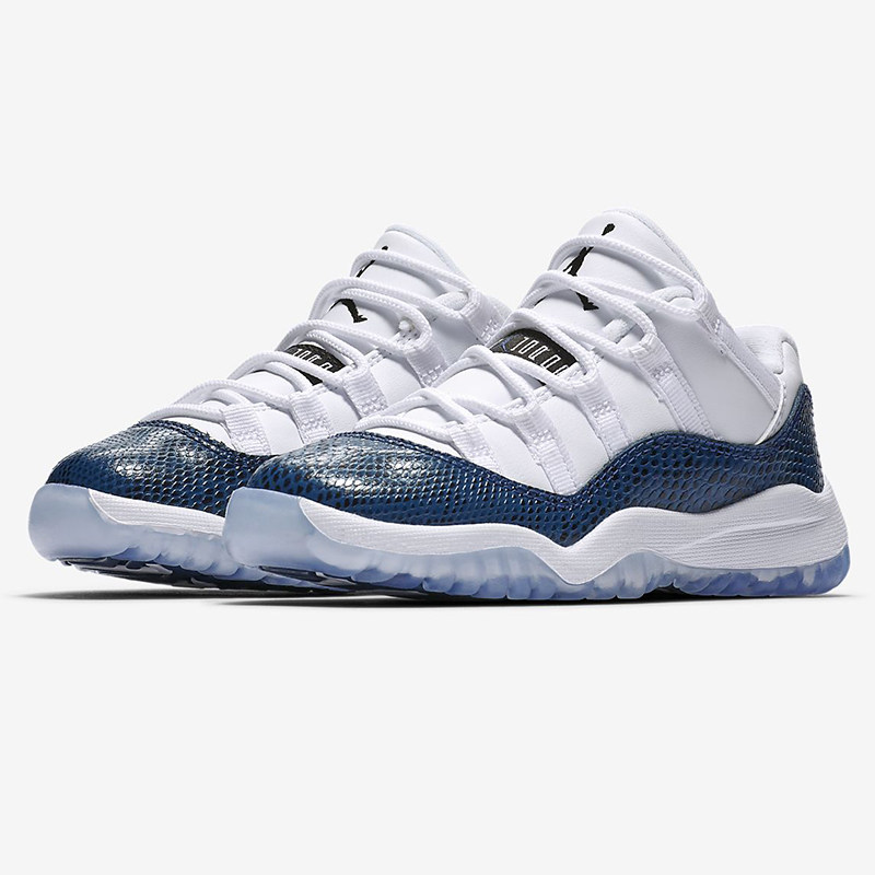 Nike/耐克正品 Air Jordan 11 AJ11白蓝蛇纹中大童篮球鞋 CD6848