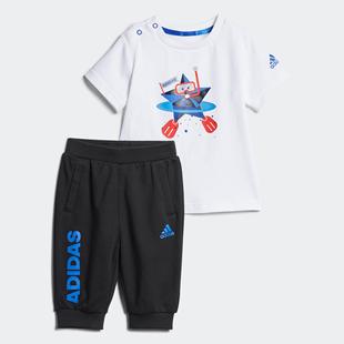 Adidas/阿迪达斯正品童装夏男幼童条纹运动儿童套装CX3471