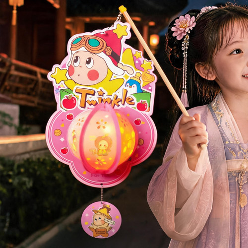 中秋节儿童灯笼幼儿园学校手工diy卡通星星超人手提发光投影花灯