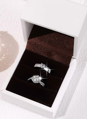 仿真结婚戒指一对莫桑对戒钻戒活口女戒求婚结婚拍照道具仪式戒指