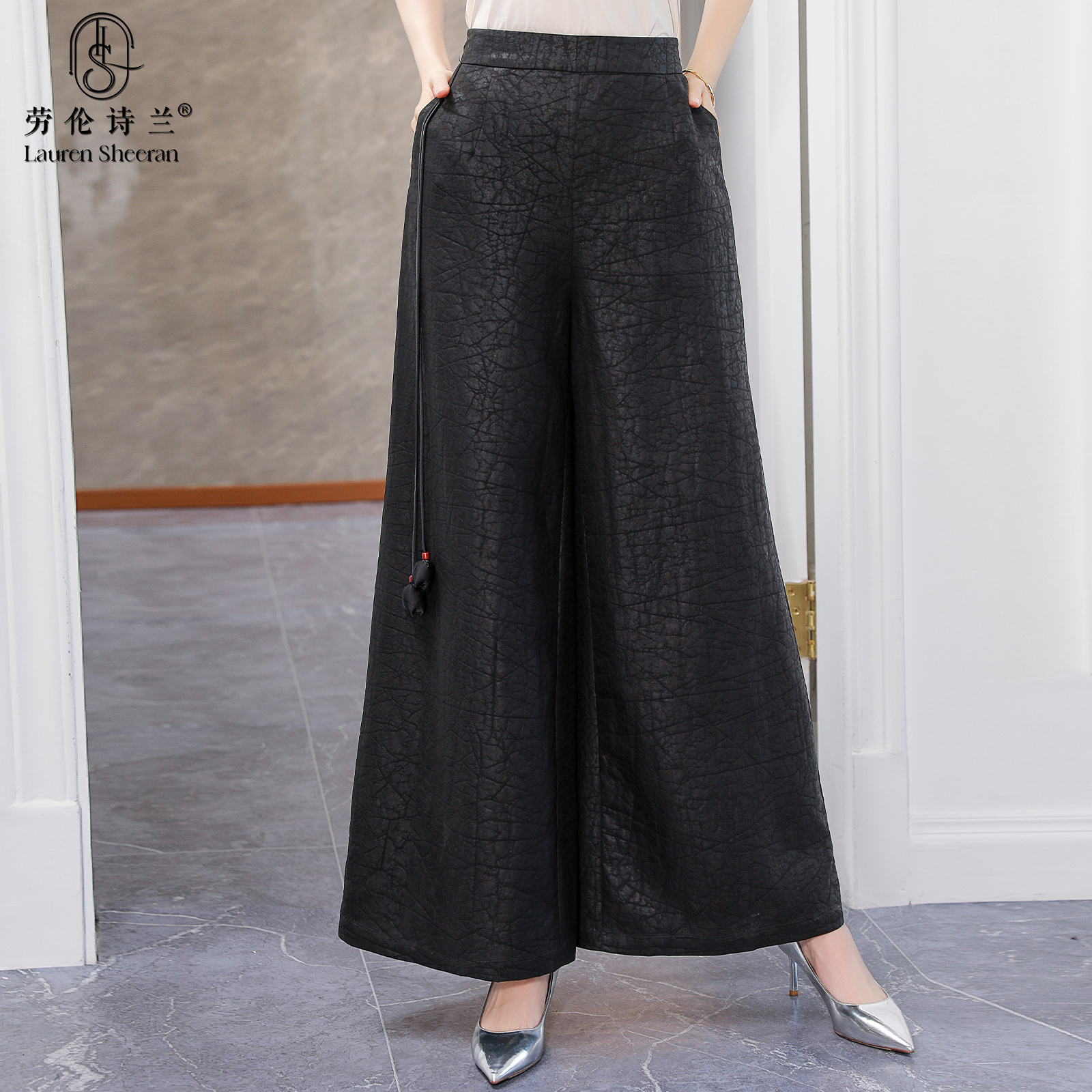 高端品牌龜紋香云紗真絲褲子新款