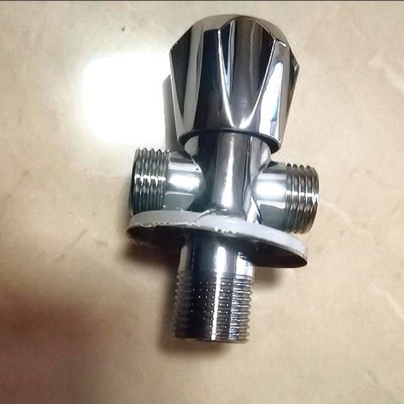 家用热水器全铜进水加长三通三角阀双用开关冷热水一进二出304