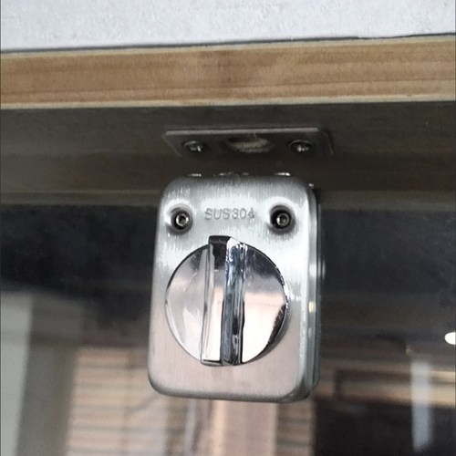 月牙插销双开门推拉门玻璃锁玻璃门锁免开孔锁具商铺不锈钢单开