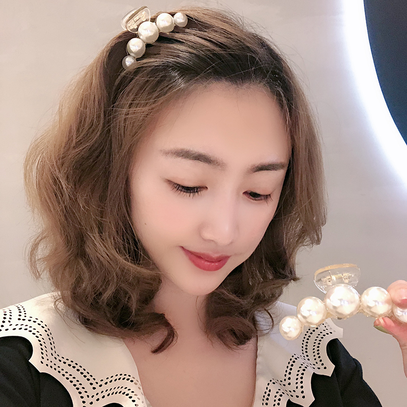 百搭珍珠一字抓夹半扎发卡子韩版网红发夹女顶夹温柔气质简约发卡