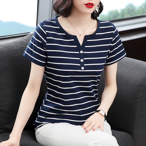 妈妈纯棉短袖t恤女夏季薄款上衣