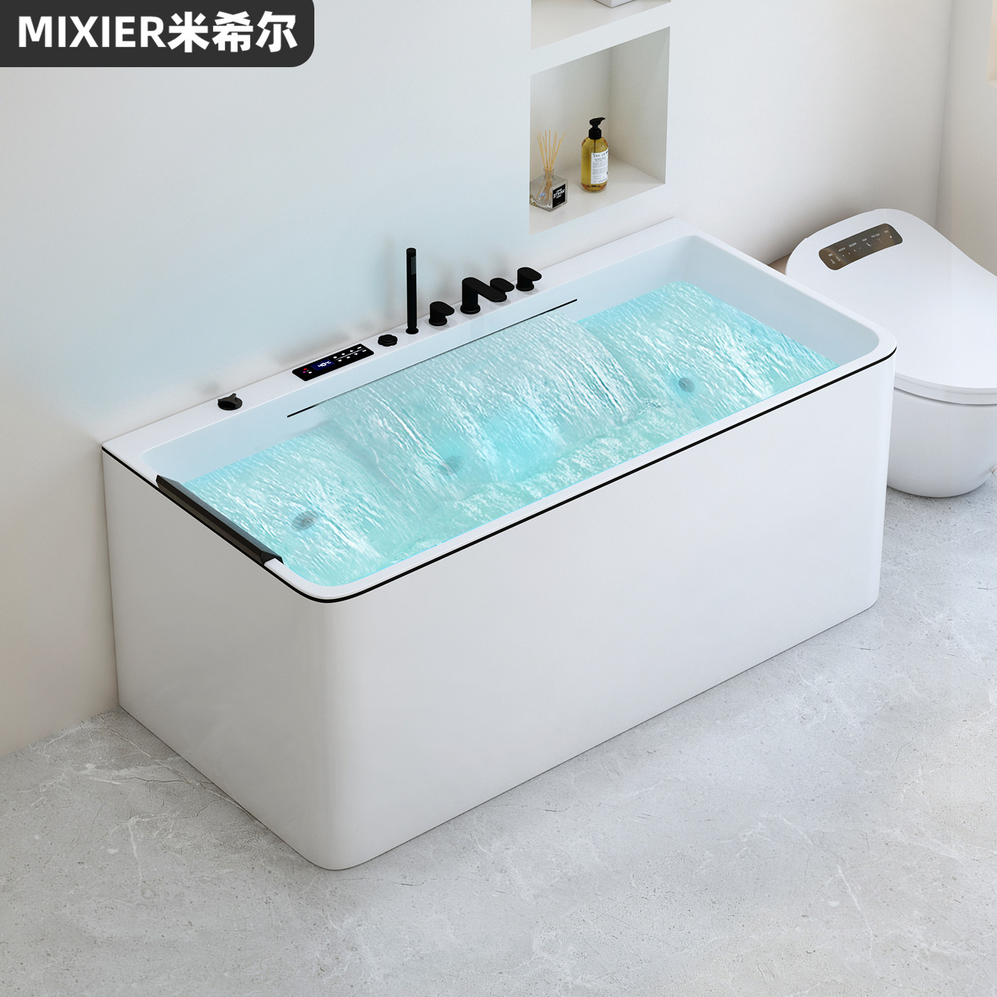 独立式浴缸家用恒温按摩智能大瀑布小户型亚克力双人日式深泡浴盆