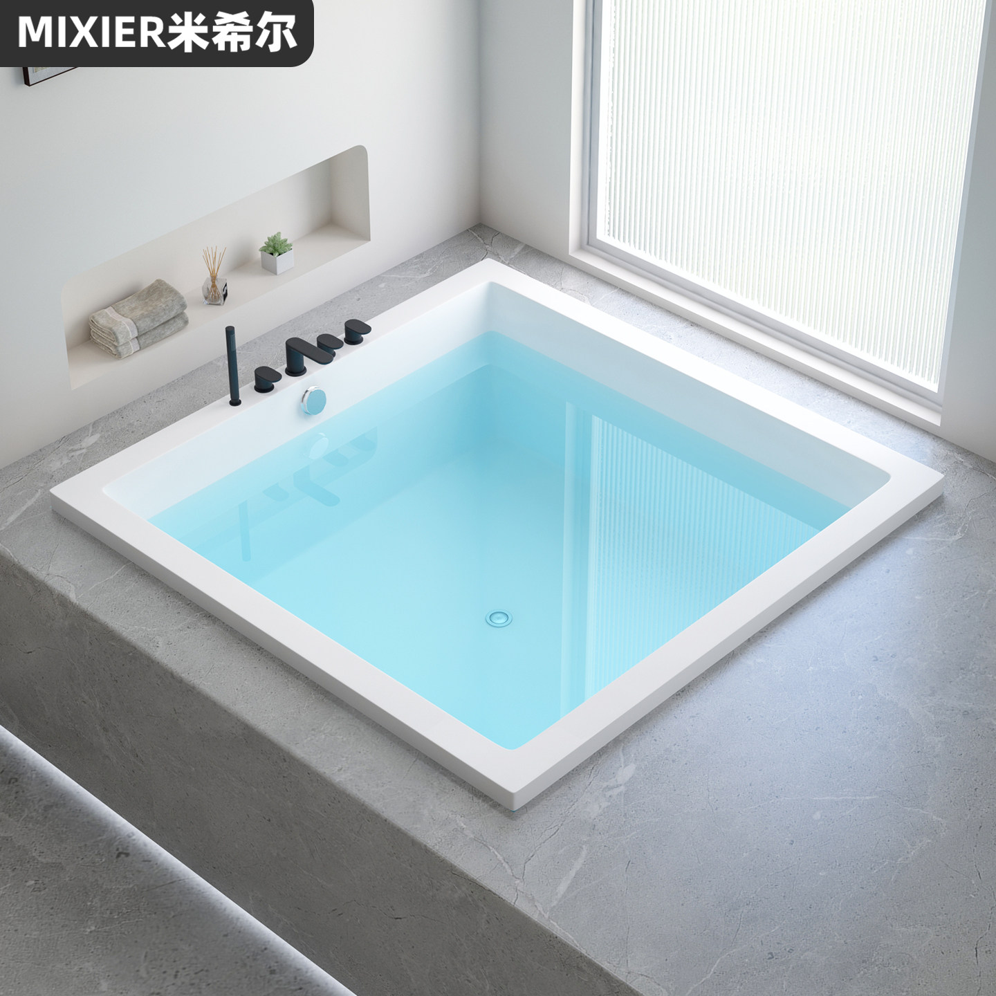 亚克力日式深泡方形浴缸嵌入式图片
