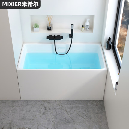 独立日式方形浴缸家用小户型定制薄边亚克力迷你深泡浴盆0.9-1.8