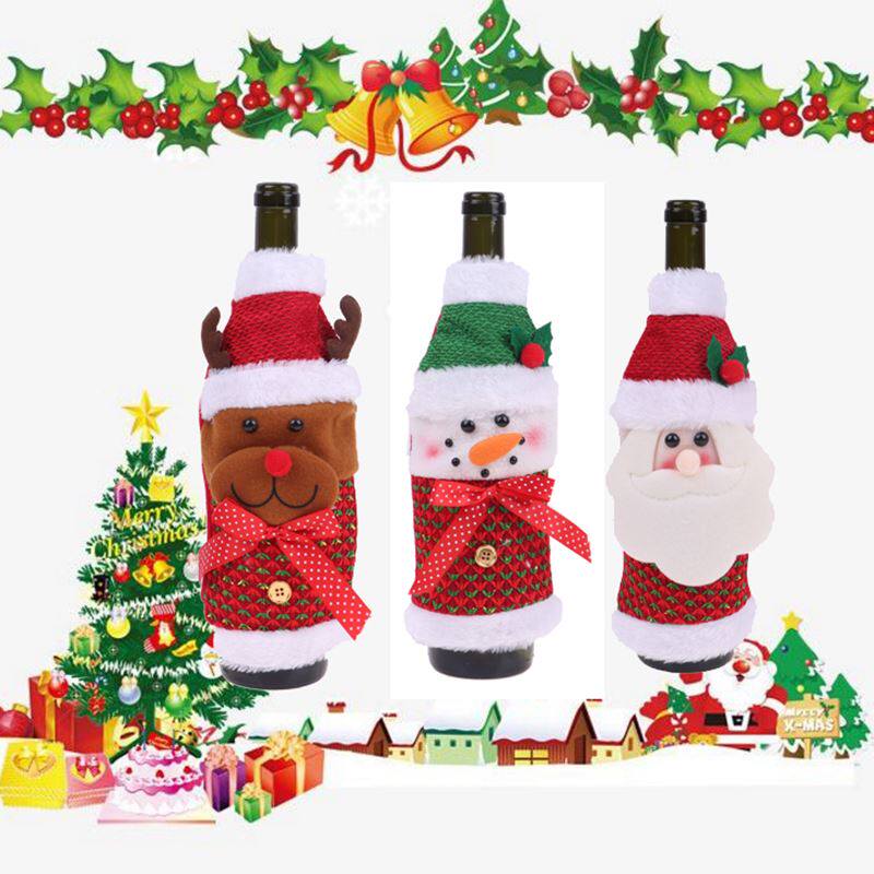 christmas santa claus/elk/snowman christmas wine bottle cove