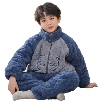 恬羊羊法兰绒冬季三层加厚睡衣