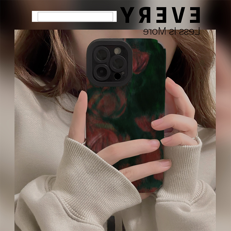 ins风简约花朵苹果直边手机壳