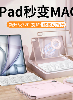 gomi适用720旋转iPad11蓝牙键盘air7/6保护套2025款苹果iPadPro平板保护壳air5磁吸4第10代9透明13可拆分防弯