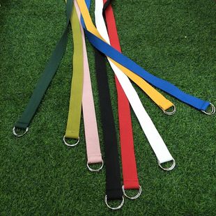 韩版双环扣学生男女通用休闲帆布皮带简约糖果色宽腰带编织带纯色