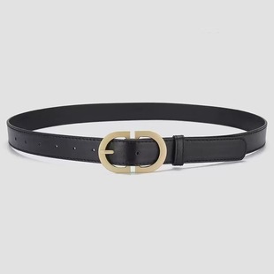 新款 女士腰带muj无印女士针扣潮流学生皮带黑色简约百搭牛仔裤带