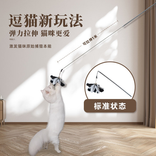 猫咪弹力伸缩仙女逗猫棒逗猫羽毛