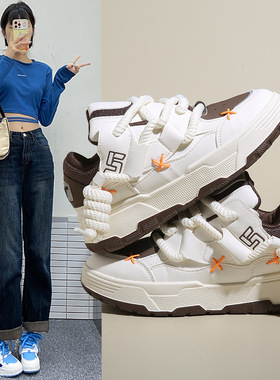 面包鞋子女2023新款小白鞋春秋女鞋运动鞋增高鞋百搭休闲厚底板鞋