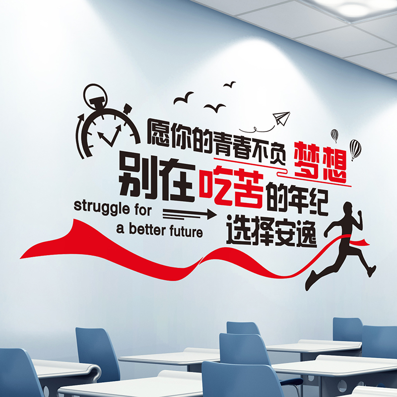 团队文化墙壁贴画创意办公室装饰正能量标语励志语录